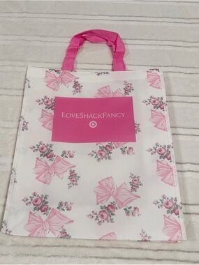 LoveShackFancy White and Pink Floral Shopper Tote